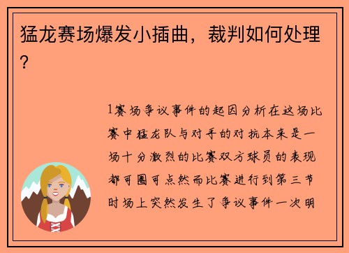 猛龙赛场爆发小插曲，裁判如何处理？